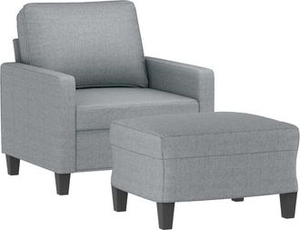 vidaXL Sill&oacute;n Con Taburete Tela Gris Claro 60 Cm Vidaxl