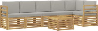 vidaXL Conjunto De Sof&aacute;s De Exterior 7 Uds. Blanco Y Gris Claro Vidaxl