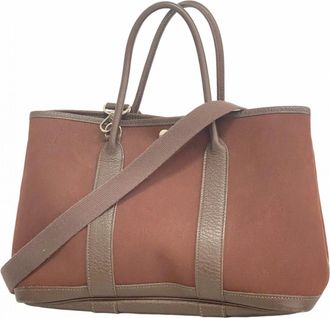 Herm&egrave;s Brown Toile Officier Tote Bag (Pre-Owned)