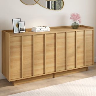 IDMarket Aparador Rosie 160 Cm, 4 Puertas Efecto Haya, Dise&ntilde;o Minimalista