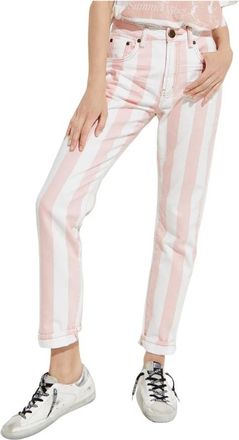 One Teaspoon Beperkte Oplage Gestreepte Awesome Baggies Broek - Dames - Slim Fit Jeans - Wit - W30 - Katoen - Jeans