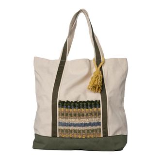 Adish Adish, Tassen, Dames, Beige, ONE Size, Katoen, Wool Patch Canvas Tote Bag