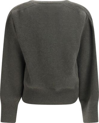 SA SU PHI Womens V-Neck Cashmere Sweater Military Green Kashmir-Capra Hircus Kashmir/capra