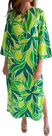 Jade Yoga Lace Up Maxi Dress In Bold Vines