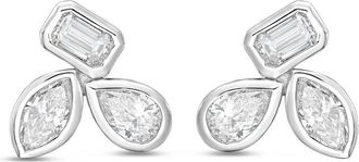 Diana M. Jewels 14K WG Gold 3 Stone Bezel Earrings 15.00 Ct Tw