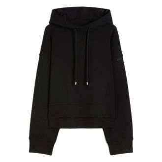 Sportmax Sportmax, Hoodies, female, Black, Size: XS Stretch-cotton Hooded Sweatshirt