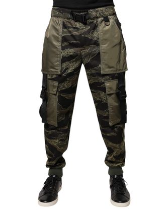 Dolce & Gabbana Mens Green Cotton Jogger Cargo Pants Nylon Polyester
