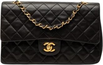 Chanel Pre-owned Classic Double Flap Shoulder Bag - Dames - Vintage Schoudertas - Zwart - ONE Size - Leer - Vintage