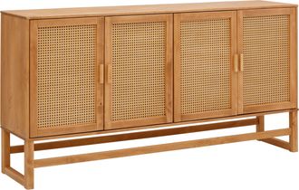 HOME AFFAIRE Sideboard »Linz« Kommode mit Rattangeflecht auf den Türfronten, aus Massivholz