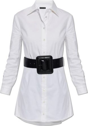 Balenciaga Turtleneck Jurk met Riem - Dames - Shirt Kleedjes - Wit - S - Katoen - Kleedjes