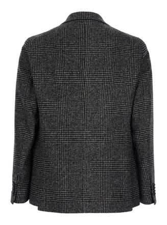 Tagliatore montecarlo Grey Single-breasted Jacket With Stripe Motif In Wool Blend Man