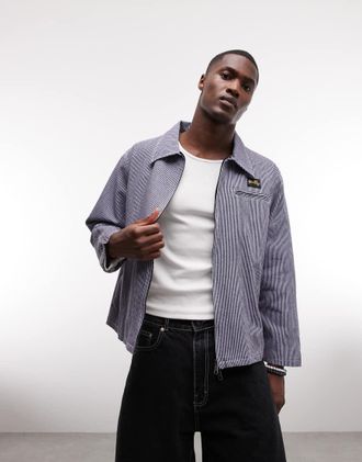 Stan Ray Giacca in denim blu multicolore a righe hickory con zip