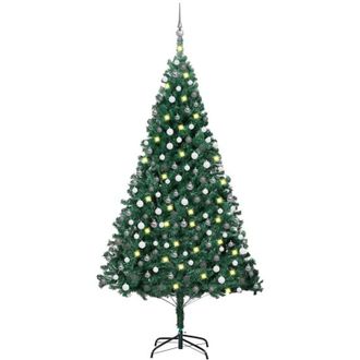 vidaXL &Aacute;rbol De Navidad Preiluminado Con Luces Y Bolas Verde 240 Cm Vidaxl