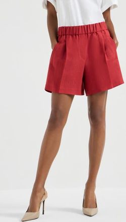 Brunello Cucinelli Fluid twill baggy shorts in Red at Nordstrom, Size 46 It