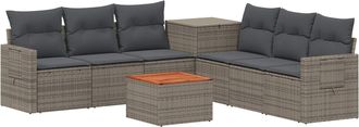 vidaXL Juego De Sof&aacute; 8 Uds. Gris Y Gris Oscuro Rat&aacute;n Sint&eacute;tico Y Acero Vidaxl