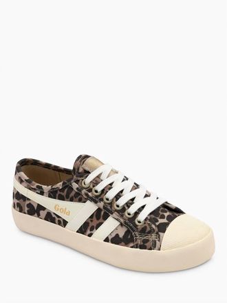 Gola Womens Classics Coaster Leopard Print Trainers Sneakers In Tan/offwhite