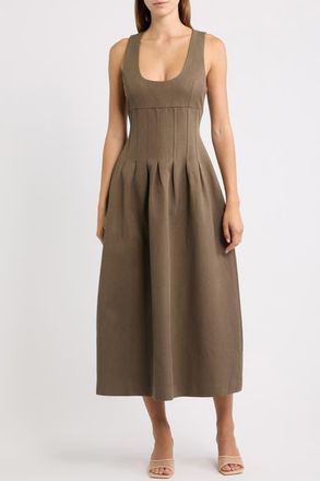 Odd Muse Scoop Neck Midi Dress in Mushroom at Nordstrom, Size Xxx-Large