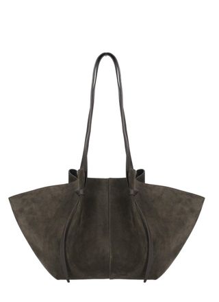 Yuzefi Winged Brown Suede Leather Tote Bag With Adjustable Handles