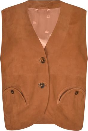Blaz&eacute; Milano Stijlvolle Jassen voor een Trendy Look - Dames - Bodywarmers - Bruin - L - Jassen