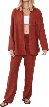 Bella Dahl Fray Hem Beach Pants In Red Sand