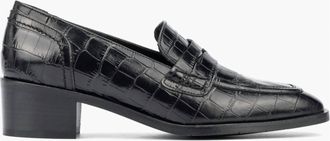 Aquatalia Womens Riya Croc Embossed Penny Loafer In Black