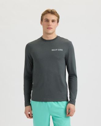 Salt Life Mahi Way Long Sleeve SLX Performance Tee in Black Heather at Nordstrom, Size Xx-Large