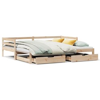 Berkfield Home Daybed with Drawers without Mattress 90x200 cm Solid Wood in Light Tan