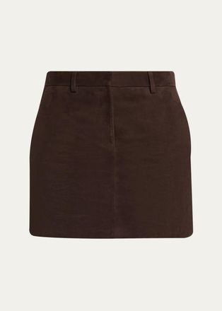 Theory Low-Rise Suede Mini Trouser Skirt