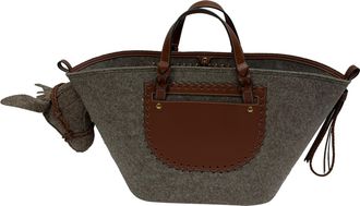 Anya Hindmarch Pre-owned Womens Donkey Felt Tote Bag in Brown Wool - Mocha - One Size