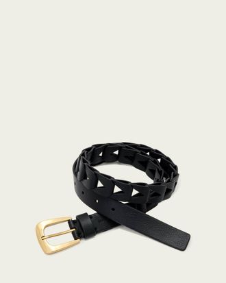 AllSaints Leather Sage Cut Out Leather Belt, Size: XS