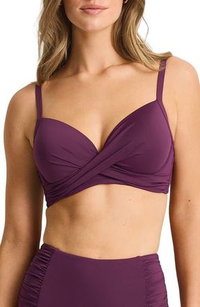 Sea Level Australia Cross Front D- & DD-Cup Molded Underwire Bikini Top in Claret at Nordstrom, Size 14