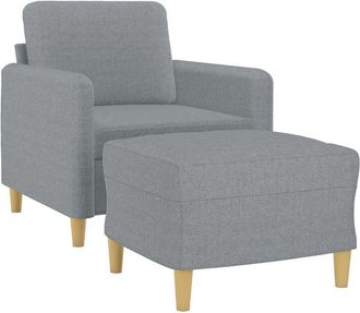 vidaXL Sill&oacute;n Con Taburete Tela Gris Claro 60 Cm Vidaxl