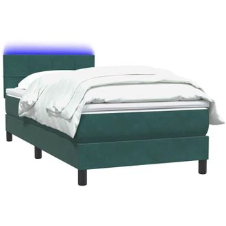 vidaXL Cama Box Spring Con Colch&oacute;n Terciopelo Verde Oscuro 80x220 Cm Vidaxl