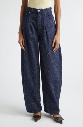 Jacquemus Le de Nimes Ovalo High Waist Barrel Leg Jeans in Navy at Nordstrom, Size 30