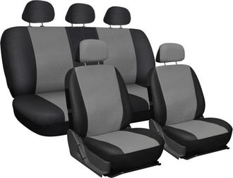 Trade Shop Trade Shop - Coprisedili Universali Auto Macchina Cotone Bicolore Grigio E Nero Copri Sedile