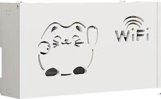 OEM Cutie Depozitare Enrutador Wifi, Lemn, 20x38x8,5 Cm, Alb