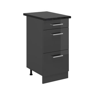 Vicco Mobiletto Base Per Cucina R-line, Antracite Lucido, 40 Cm Con Cassetti, Pl Antracite, Vicco