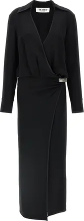 The Attico Black Marabou Midi Womens Dress