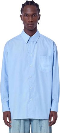 Maison Margiela Klassiek Katoenen Popeline Shirt - Heren - Overhemden - Blauw - Maat: L Katoen