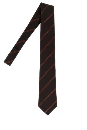 Brunello Cucinelli Dark Brown Striped Tie