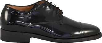Botti Black Patent Leather Cap-Toe Lace-Up Shoes