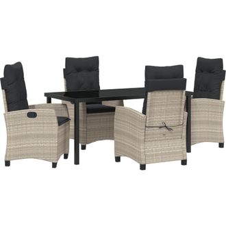 vidaXL Conjunto De Comedor De Jard&iacute;n 5 Pcs Gris Claro Rat&aacute;n Sint&eacute;tico Vidaxl