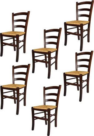 Tommychairs Tommychairs 6 Sillas Venezia En Haya Nuez Y Asiento De Paja