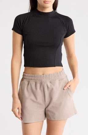 Beyond Yoga Formation Ribbed Crop T-Shirt in Black at Nordstrom Rack, Size X-Large