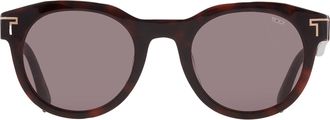 Tumi Brown Oval Unisex Sunglasses STU509 1HAV 50