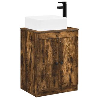 vidaXL Juego De Muebles De Ba&ntilde;o Roble Ahumado Madera De Ingenier&iacute;a Vidaxl