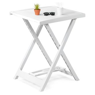 Dmora Dmora Table De Camping Pliante Rectangulaire, Made In Italy, 50 X 47 X 65 Cm, Couleur Blanche