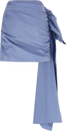 Self Portrait Tie-Side Cotton Skirt - Blue