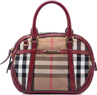Burberry Pre-owned Burberry Small Leather Trimmed House Check Canvas Bridle Orchard Satchel Ladies HSJG33HOKFSV01GX