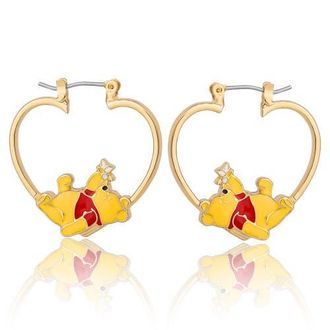 Disney Winnie the Pooh Heart Hoop Earrings, Gold-Tone with Red Enamel at Nordstrom